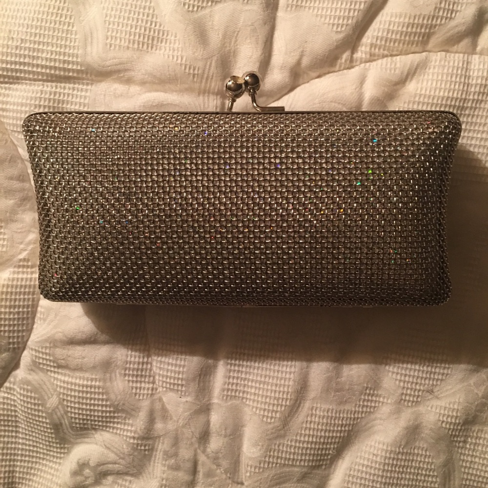 Silver and sparkly clutch